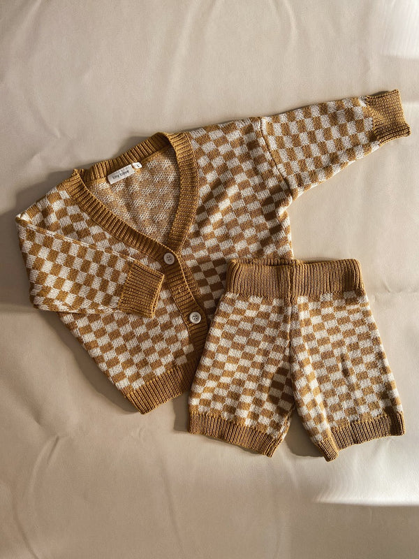 Quincy Checkerboard Knit Set | Dijon/Milk