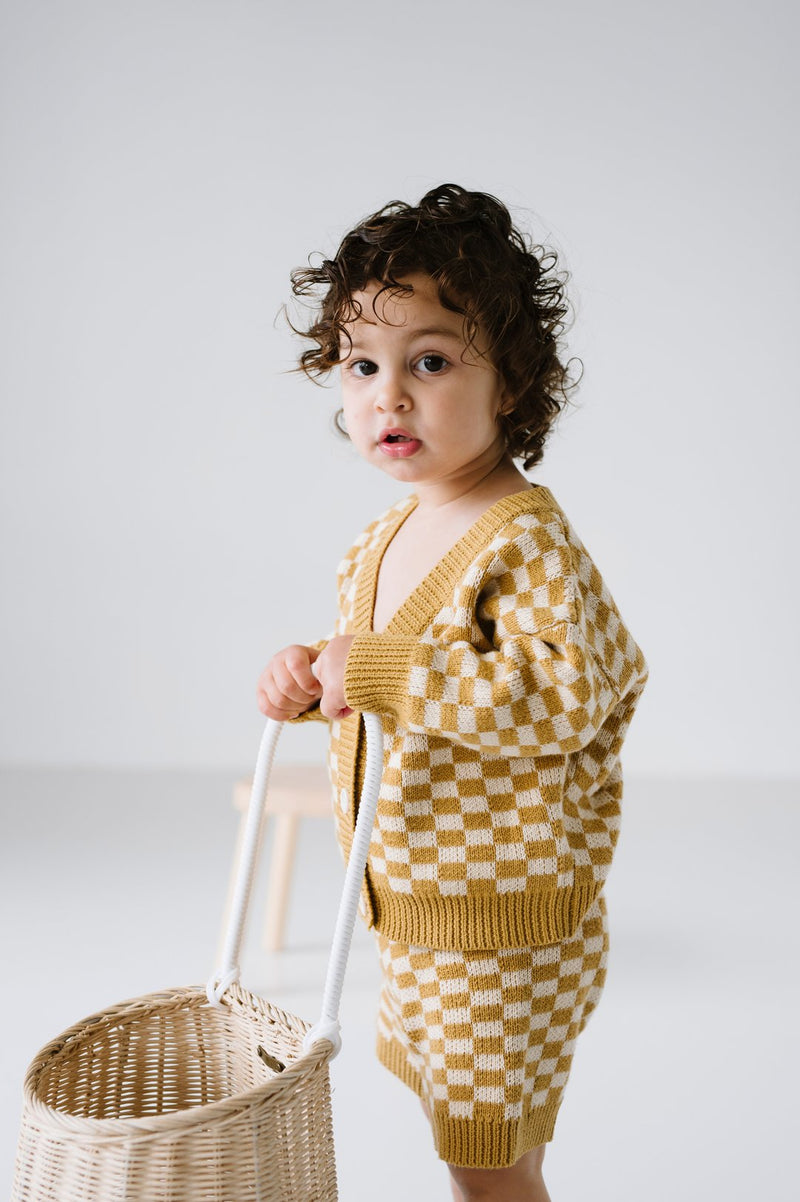 Quincy Checkerboard Knit Set | Dijon/Milk