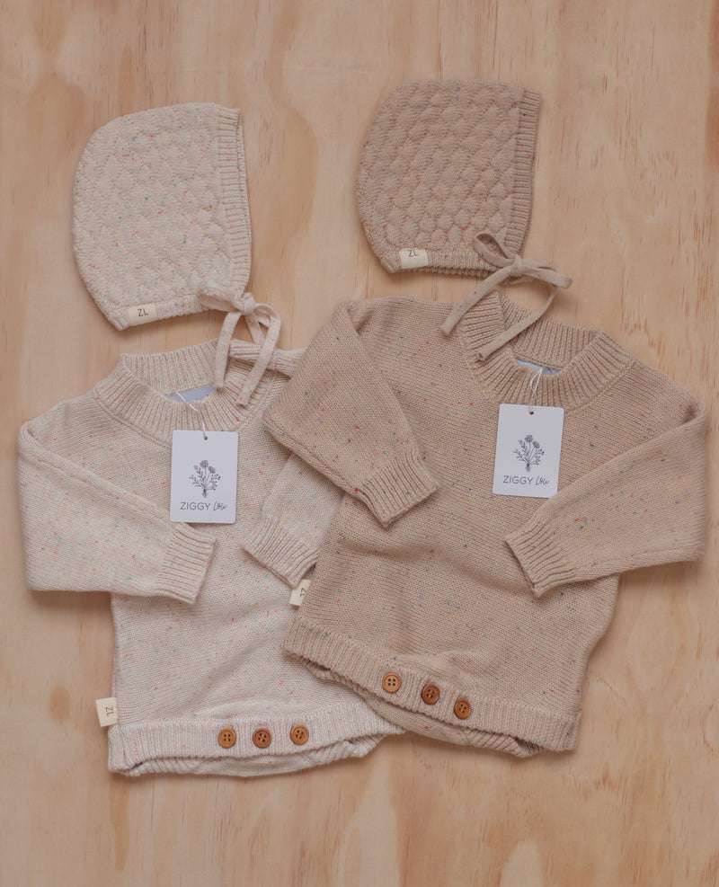 Heirloom Romper Oatmeal Fleck