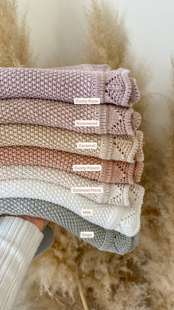 Heirloom Knit Blanket - Dusty Peach