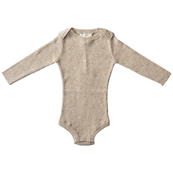 Mini Rib Speckle Essentials Bodysuit | Oatmeal Mud