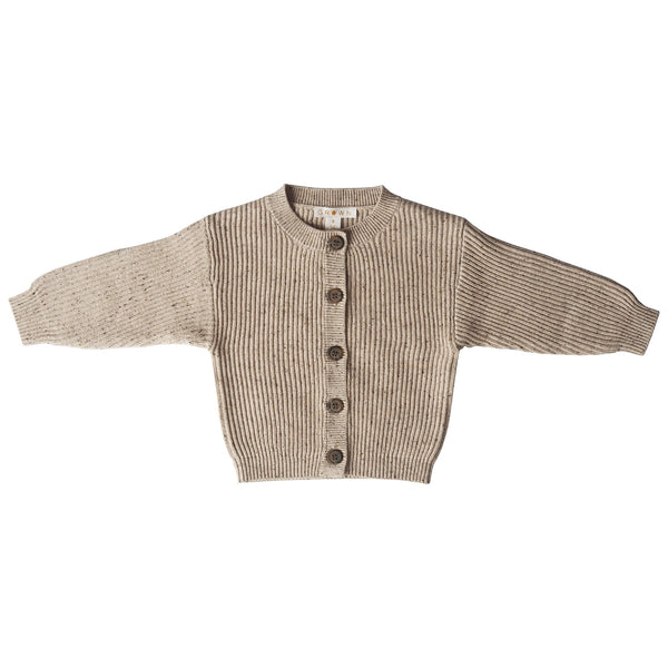 Chunky Rib Speckle Cardigan | Oatmeal Mud