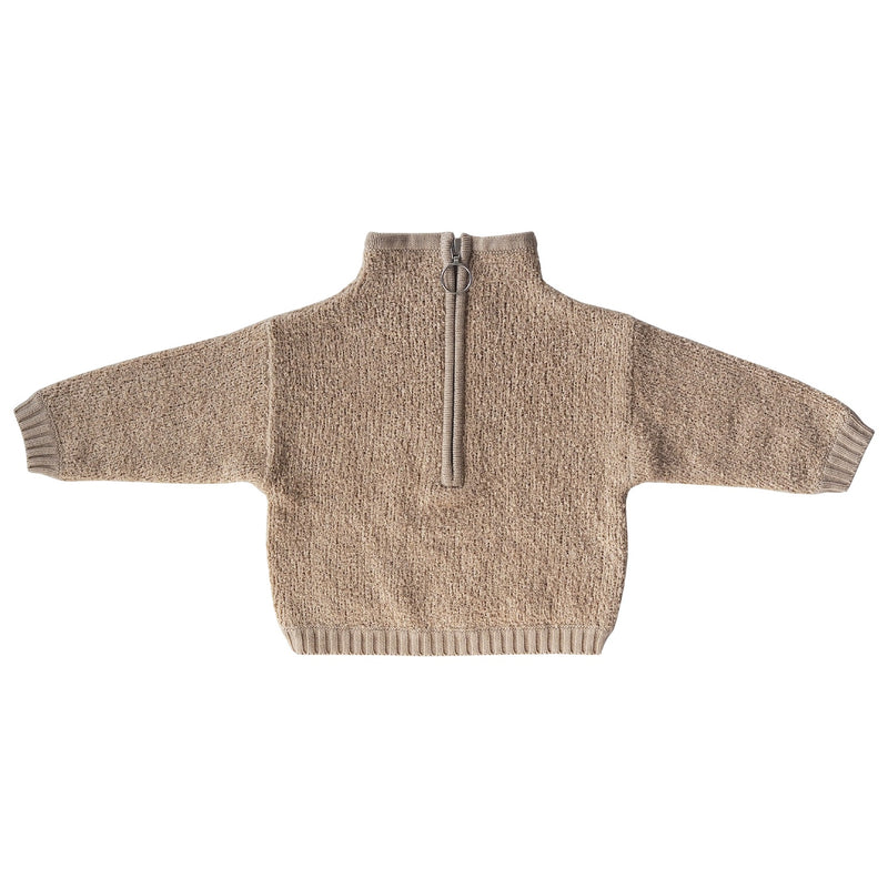 Zip Teddy Boucle Pull Over | Stone