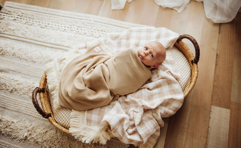 Organic Cotton Muslin Wrap | Biscuit Gingham