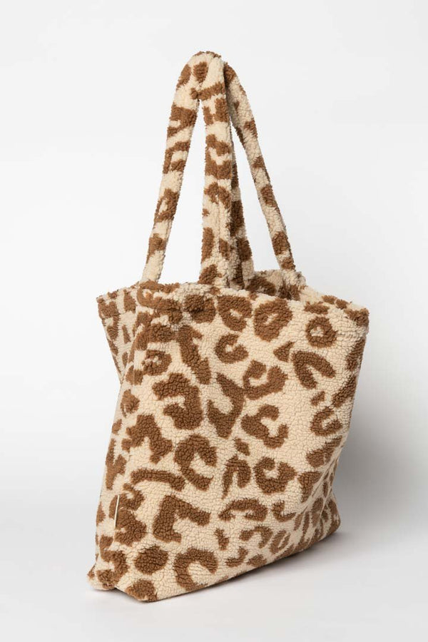 Teddy Leopard Ecru Mom Bag