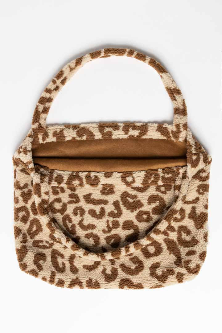 Teddy Leopard Ecru Mom Bag