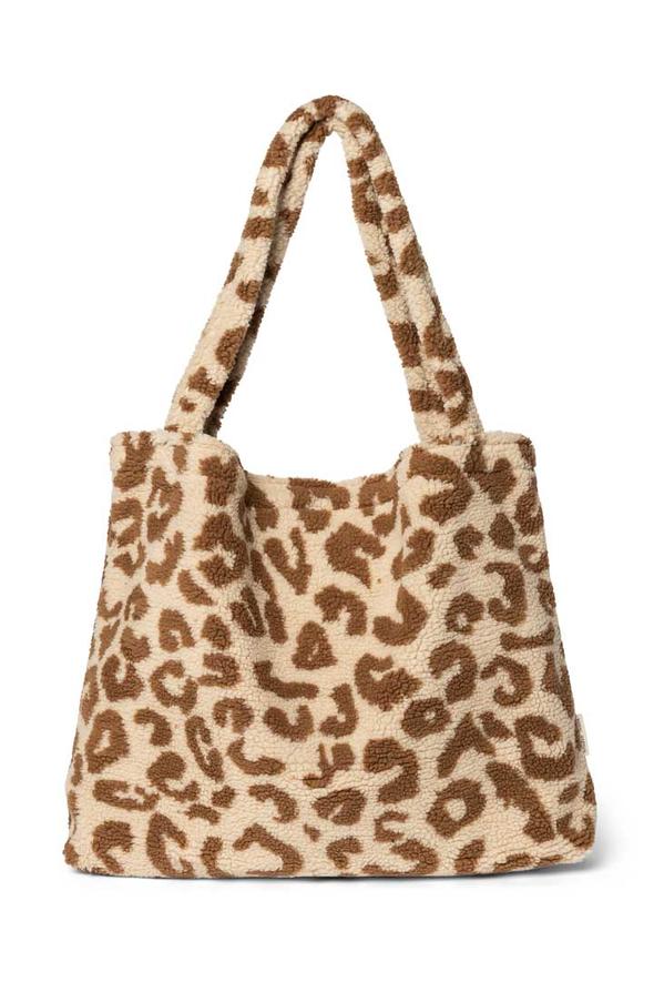 Teddy Leopard Ecru Mom Bag