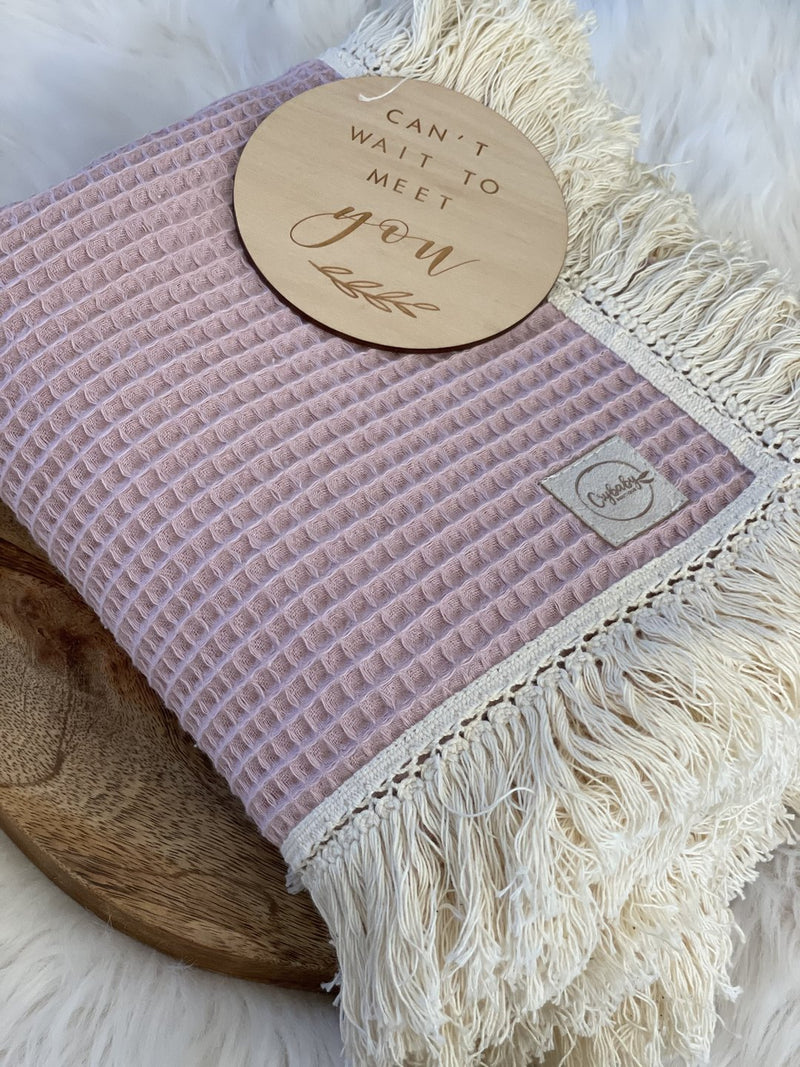Limited Edition Waffle Knit Blanket With Fringe
