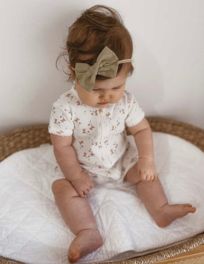 Olive Embroidery Bow