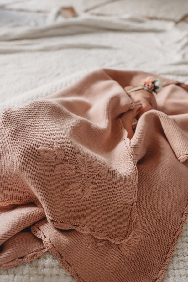 Heirloom Embroidered Blanket Rose