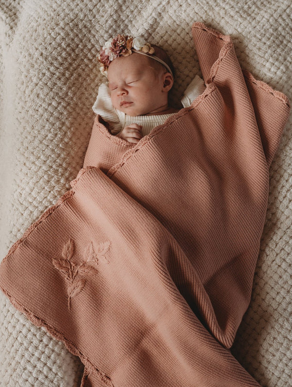 Heirloom Embroidered Blanket Rose