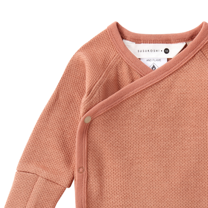 Organic Kimono Bodysuit L/S - Terracotta